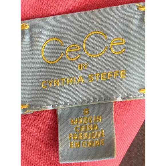 CeCe By Cynthia Steffe Pink & White Short-Sleeve Shift Dress Knee Length Size 8 - Picture 5 of 10